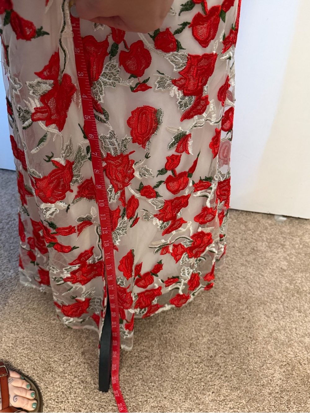 Soieblu Floral Off-Shoulder Gown with Red Rose Embellishments - Picture 7 of 12